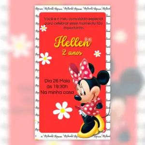 Convite Digital Minnie Mouse Aniversario Infantil 5