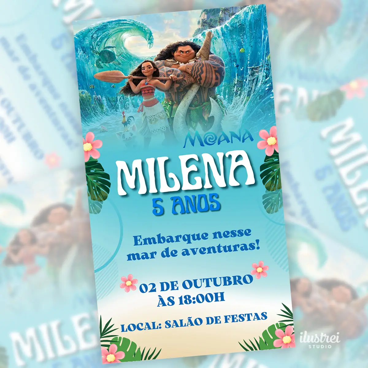 Convite Digital Moana Aniversario Infantil 3D 4 Convite Digital Moana Aniversario Infantil 3d 2