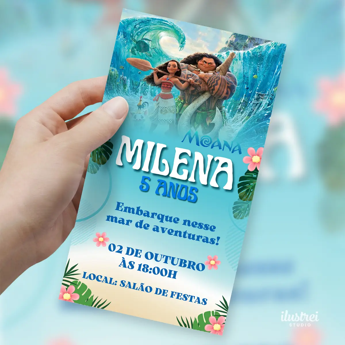 Convite Digital Moana Aniversario Infantil 3D 3 Convite Digital Moana Aniversario Infantil 3d 3