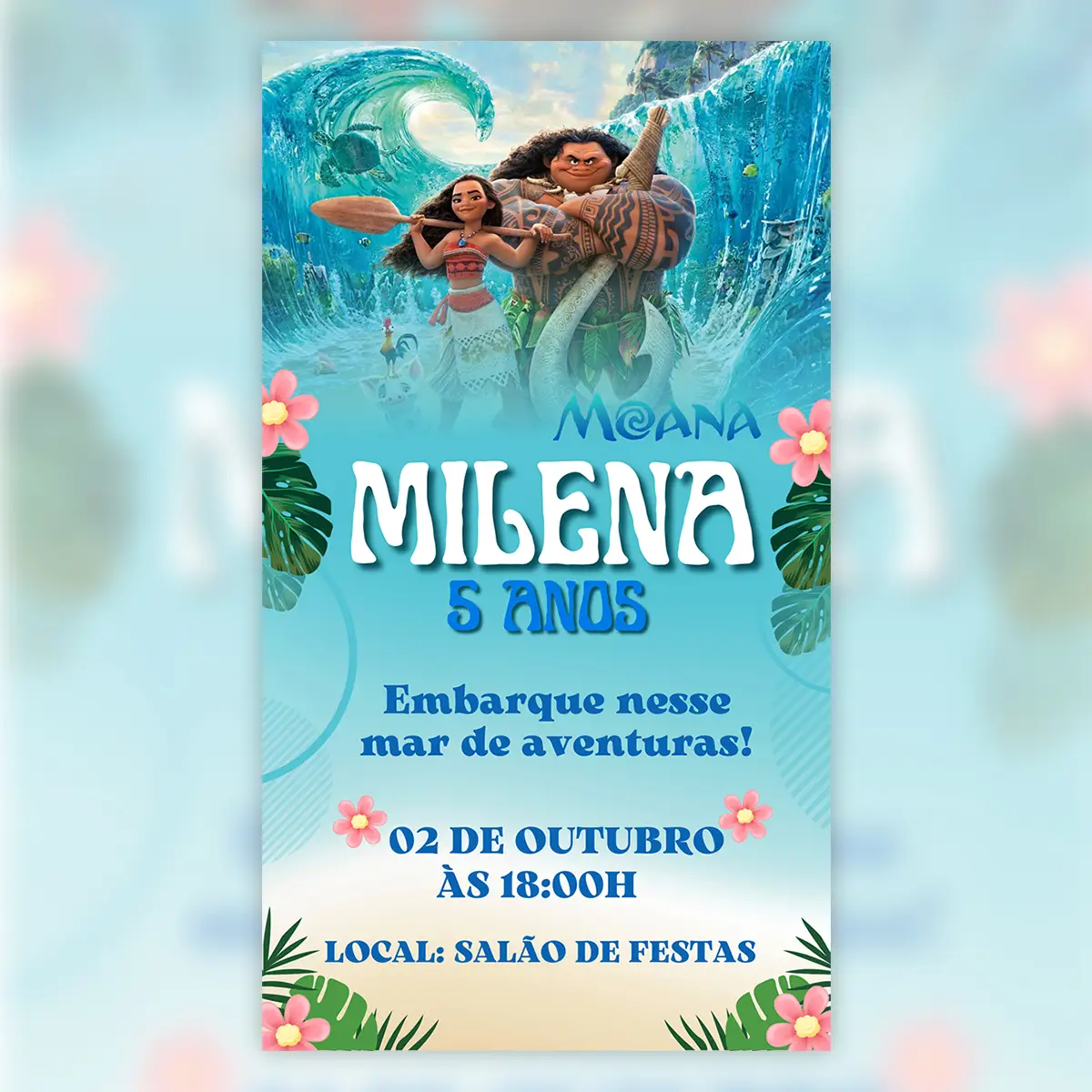 Convite Digital Moana Aniversario Infantil 3D 1 Convite Digital Moana Aniversario Infantil 3d 5