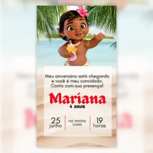 Convite Digital Moana Aniversario Infantil Tema Praia 5