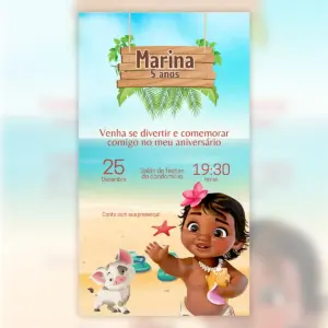 Convite Digital Moana Cute Aniversário Infantil 26 Convite Digital Moana Cute Aniversario Infantil 5
