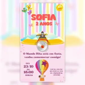 Convite Digital Mundo Bita Aviador Infantil 5