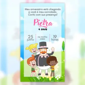 Convite Digital Mundo Bita Jardim Encantado Personalizado 5