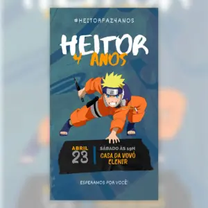 Convite Digital Naruto Festa Infantil Ninja 5