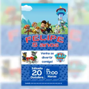 Convite Digital Patrulha Canina Aniversario 3d 5