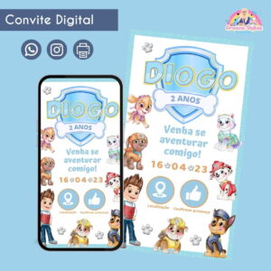 Convite Digital Patrulha Canina Menino 1 Festa Infantil
