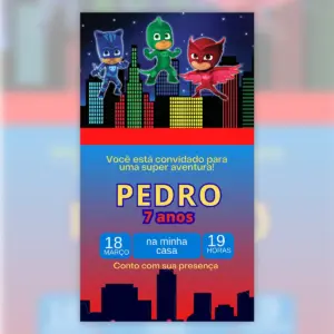 Convite Digital Pj Masks Aniversario Infantil 5