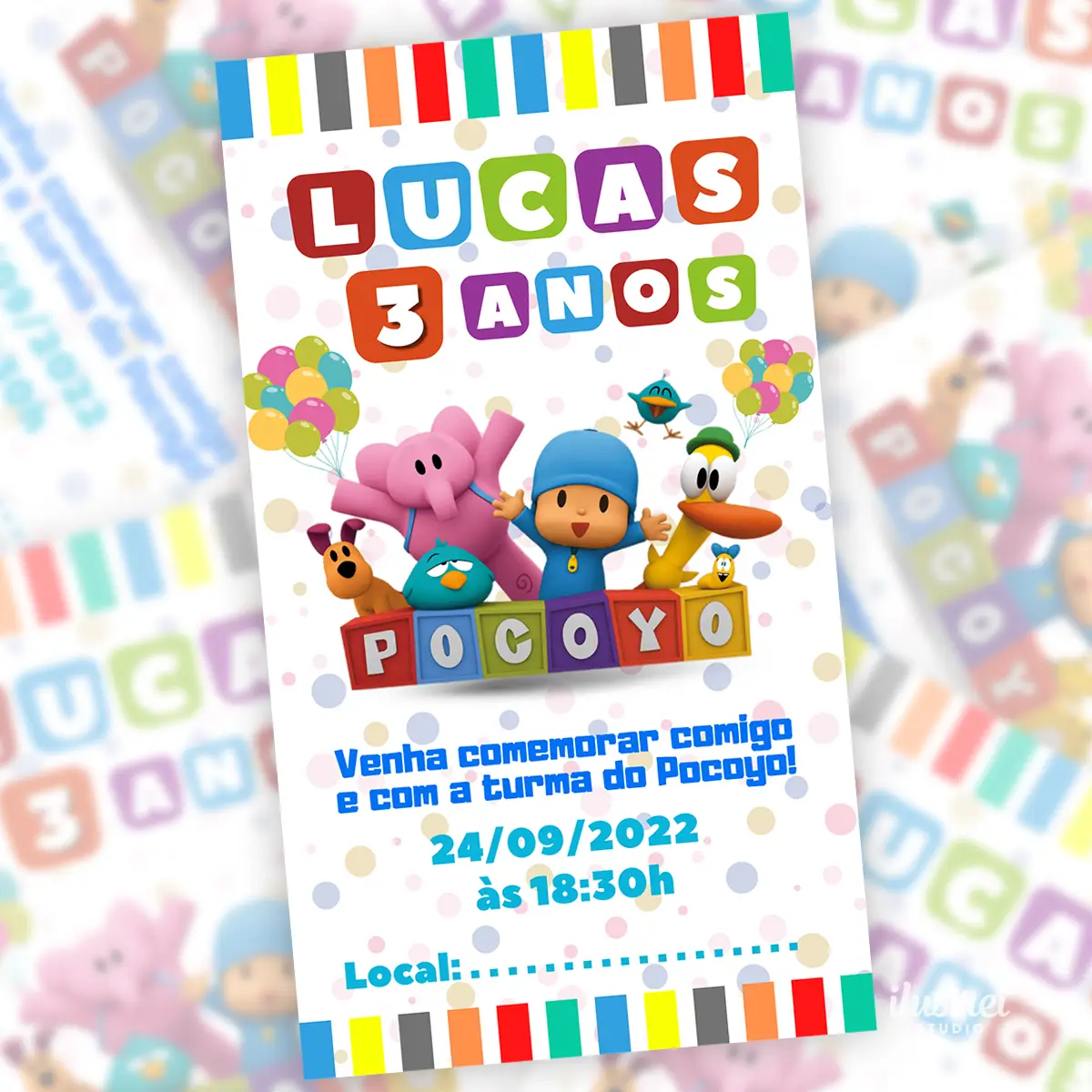 Convite Digital Pocoyo Colorido Aniversário Infantil 4 Convite Digital Pocoyo Colorido Aniversario Infantil 2