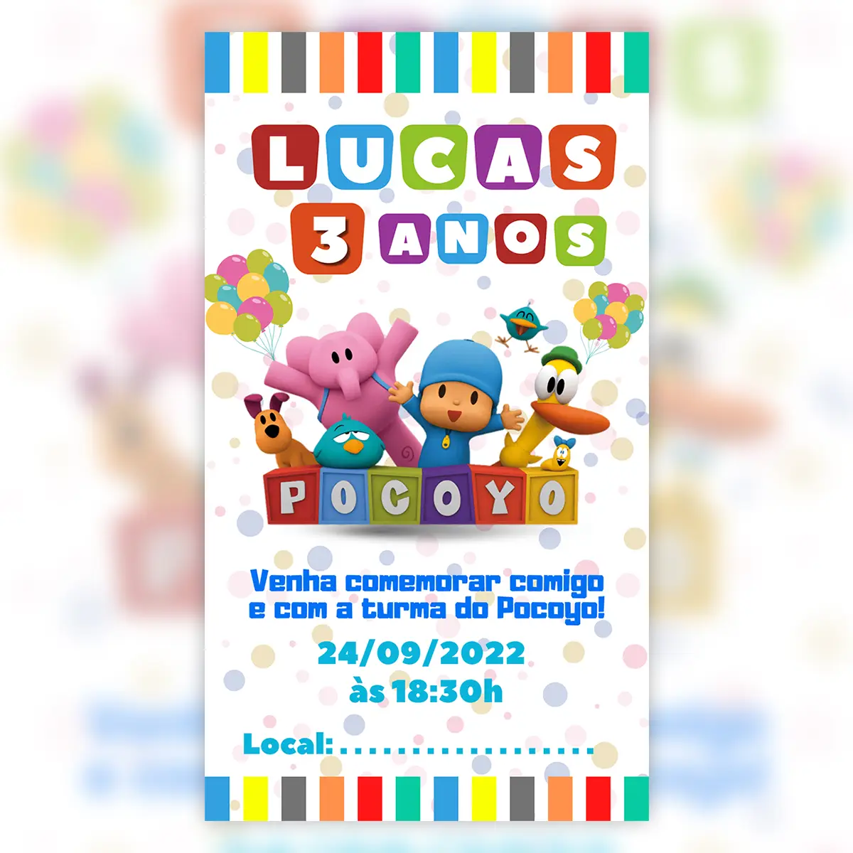 Convite Digital Pocoyo Colorido Aniversário Infantil 1 Convite Digital Pocoyo Colorido Aniversario Infantil 5