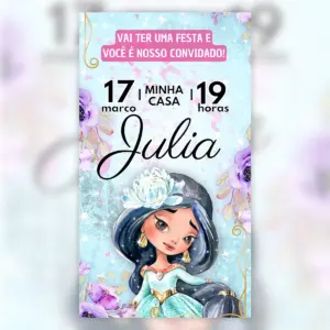 Convite Digital Princesa Jasmine Aniversario 5