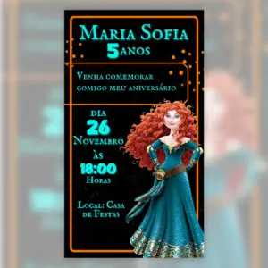 Convite Digital Princesa Merida Valente Aniversario 5
