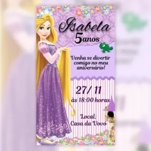 Convite Digital Princesa Rapunzel Aniversario 5