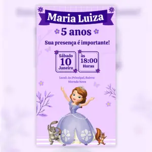 Convite Digital Princesa Sofia Aniversario 5