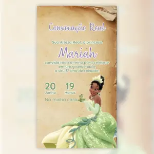 Convite Digital Princesa Tiana Aniversario 5