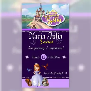 Convite Digital Princesinha Sofia Festa Infantil 5