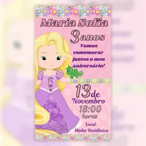 Convite Digital Rapunzel Aniversario Infantil 5