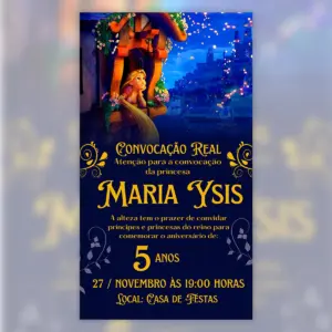 Convite Digital Rapunzel Personalizado Aniversario 5