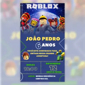 Convite Digital Roblox Aniversario Infantil 5