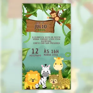 Convite Digital Safari Aniversário Infantil Vetor 10 Convite Digital Safari Aniversario Infantil Vetor 5