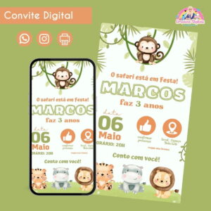 Convite Digital Safari Menino 2 Personalizado Aniversário 13 Convite Digital Safari Menino 2 Personalizado Aniversário