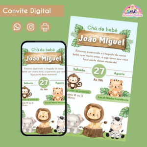 Convite Digital Safari Menino 6 Personalizado Aniversário 25 Convite Digital Safari Menino 6 Personalizado Aniversário