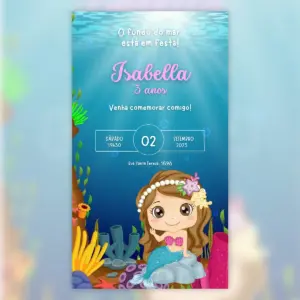 Convite Digital Sereia Festa Infantil 2 Convite Digital Sereia Festa Infantil 5