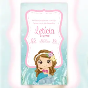Convite Digital Sereia Festa Princesa Do Mar 5