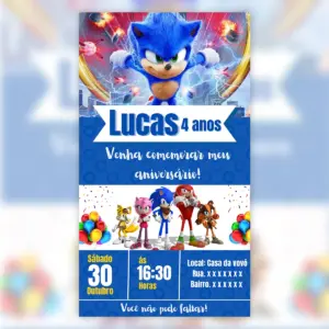 Convite Digital Sonic Aniversário Infantil 3D 39 Convite Digital Sonic Aniversario Infantil 3d 5