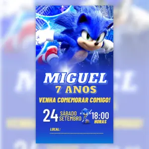 Convite Digital Sonic Festa Infantil 3d 5
