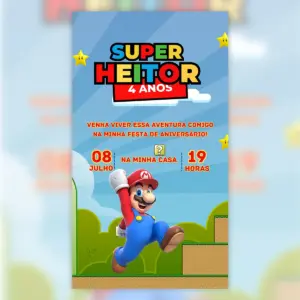 Convite Digital Super Mario Aniversario 3d 5