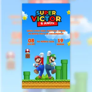 Convite Digital Super Mario Aniversario Infantil 5