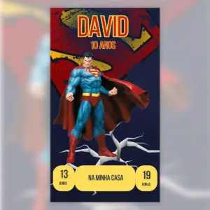 Convite Digital Superman Festa Infantil Tema 3d 5