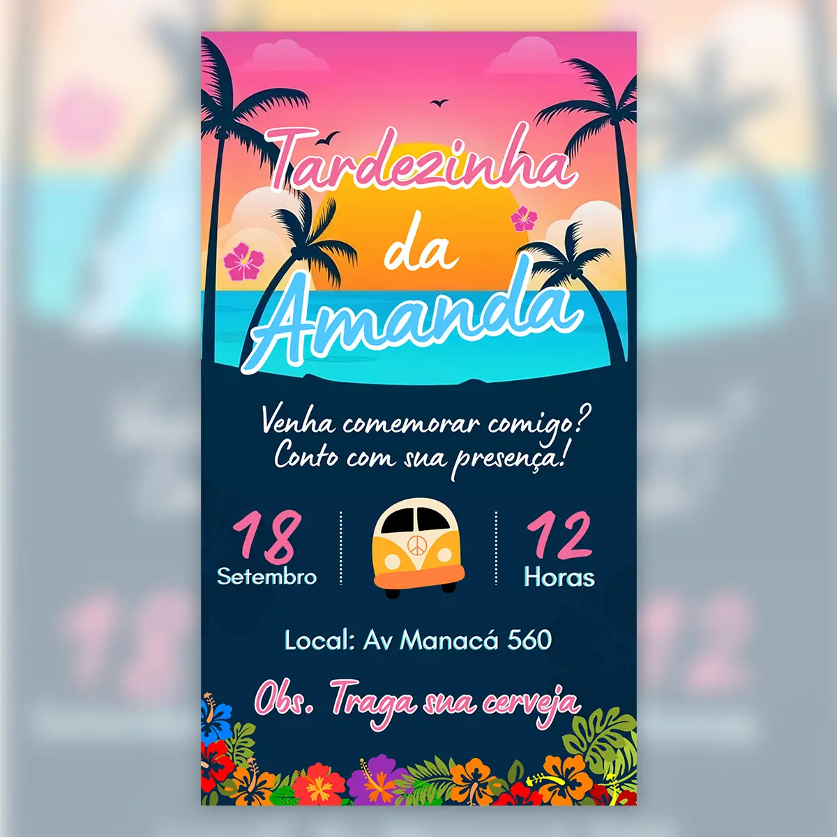 Convite Digital Tardezinha Tema Tropical 1 Convite Digital Tardezinha Tema Tropical 6
