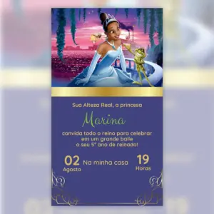 Convite Digital Tiana Princesa E Sapo Aniversario 5