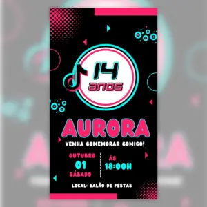 Convite Digital Tiktok Aniversario Adolescente 5