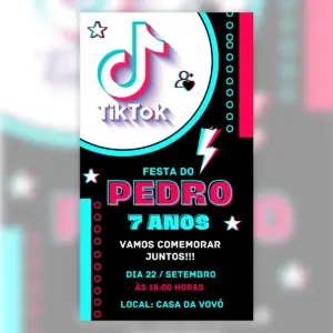 Convite Digital Tiktok Aniversario Infantil 25