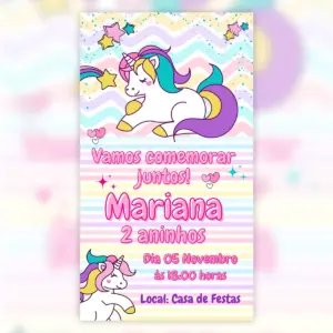 Convite Digital Unicornio Cute Festa Infantil 5