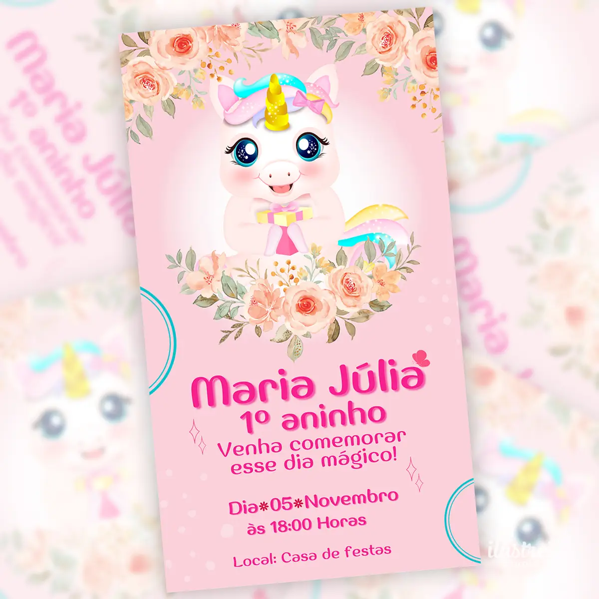 Convite Digital Unicórnio Festa Infantil 4 Convite Digital Unicornio Festa Infantil 2