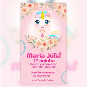 Convite Digital Unicórnio Festa Infantil 20 Convite Digital Unicornio Festa Infantil 5