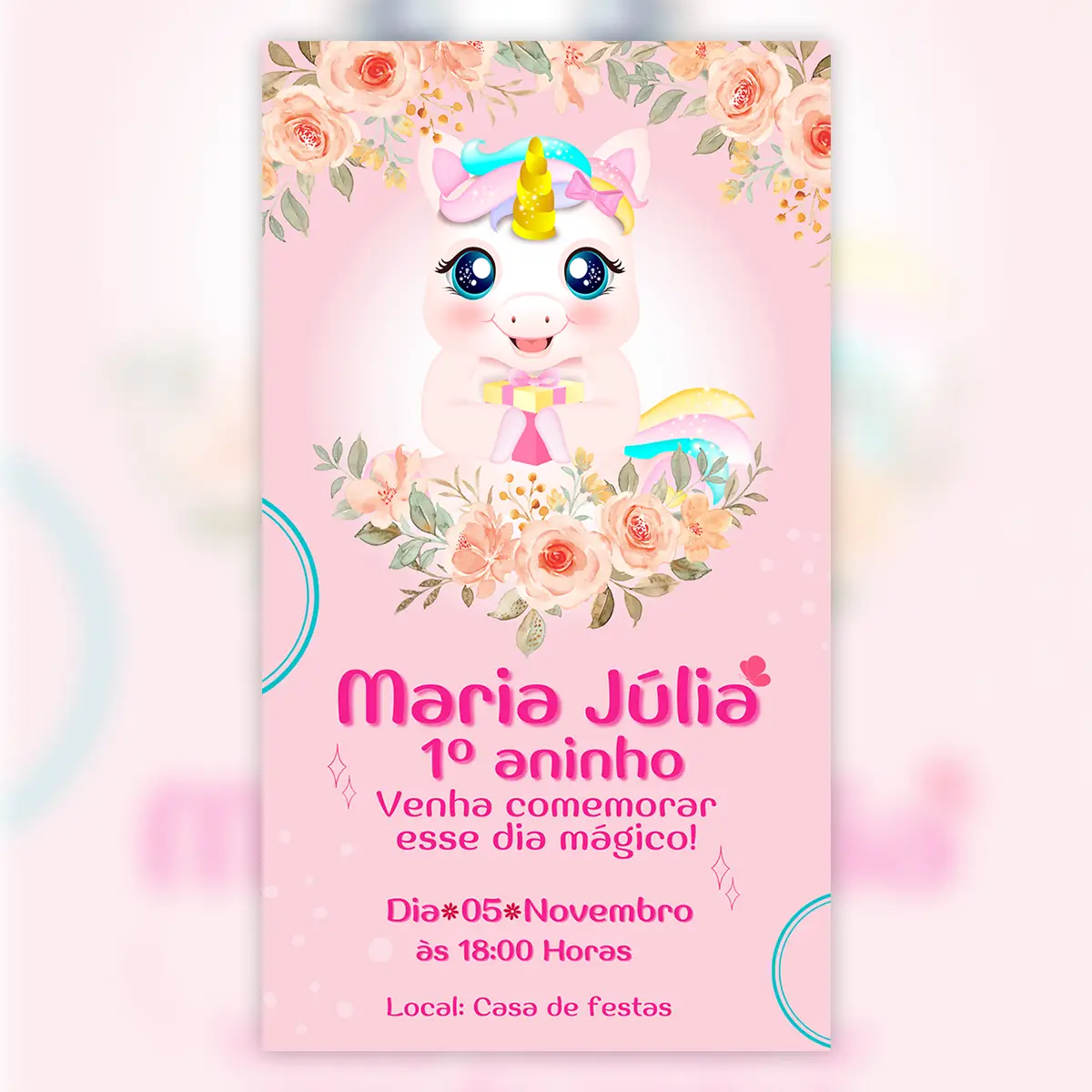 Convite Digital Unicórnio Festa Infantil 1 Convite Digital Unicornio Festa Infantil 5