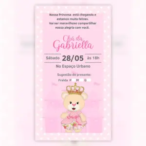 Convite Digital Ursinha Princesa Rosa Festa Infantil 8 Convite Digital Ursinha Princesa Rosa Festa Infantil 5