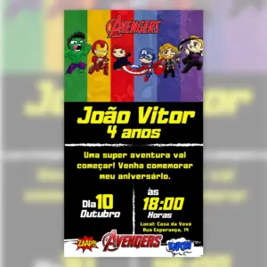 Convite Digital Vingadores Festa Infantil 6 Convite Digital Vingadores Festa Infantil 5