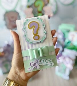Convites Chá Revelação Verde com Lilás