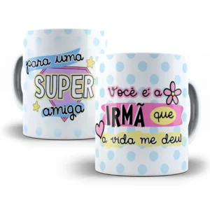 Design Caneca Super Amiga Com Estampa De Corações