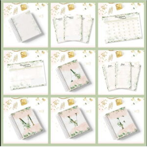 Desk Planner Alfabeto Floral Verde - Arquivo Digital
