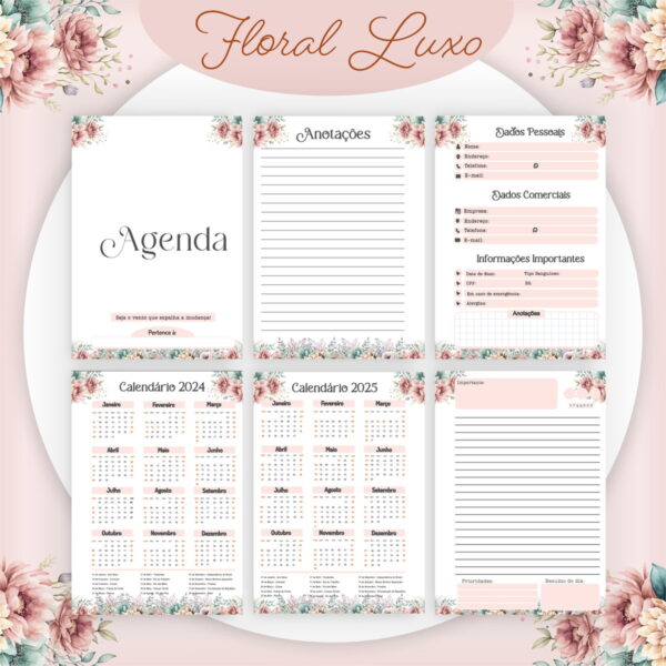 Encadernação 2024 Floral Luxo