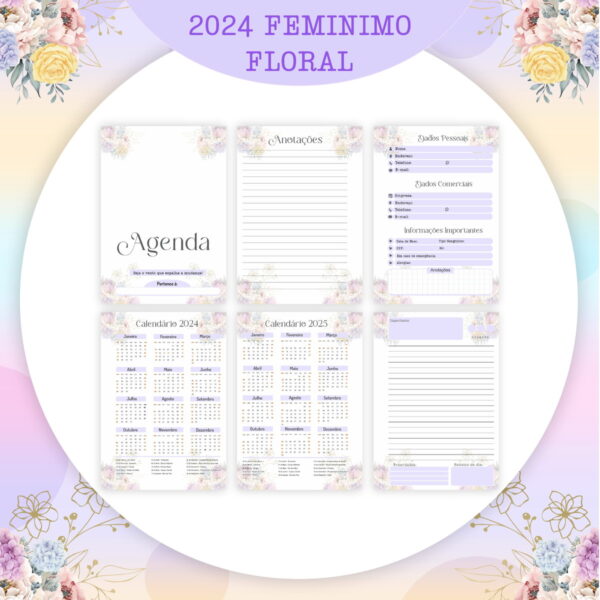 Encadernação Feminina Roxa 2024
