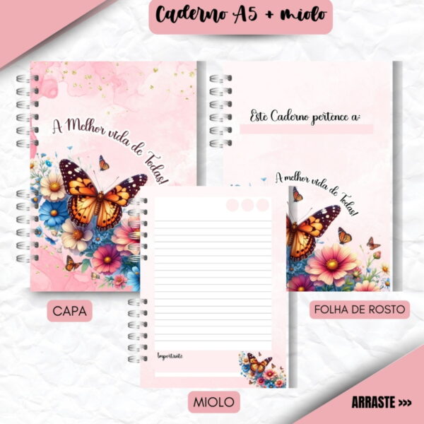 Encadernação Floral Rosa