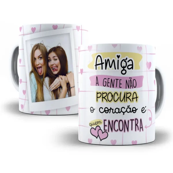 Estampa Amizade Coracao Para Caneca Personalizada